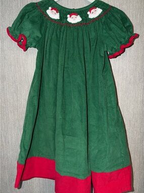 Classic Whimsy - Santa Smocked Toddler Girl Dress